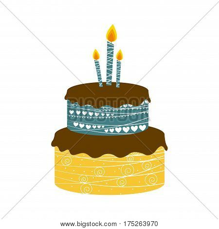 color cake party with canddles icon, vector illustraction design