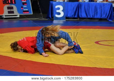Orenburg, Russia - 29 October 2016: Girls Compete In Sambo