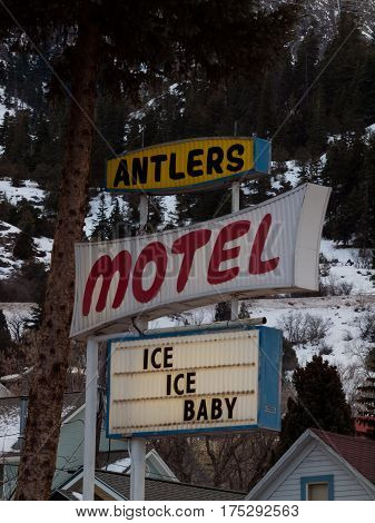 Ouray Colorado-January 7 2012: Motel in Ouray Colorado during the Ice Festival.