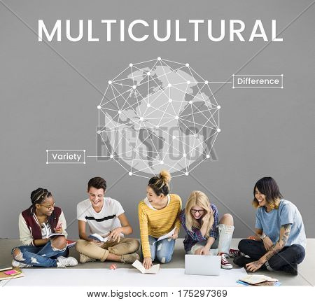 Network graphic overlay banner on wall