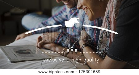 Man Couple Banner Blank Bird Badge Graphic