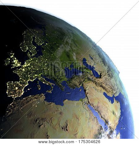 Emea Region On Realistic Model Of Earth