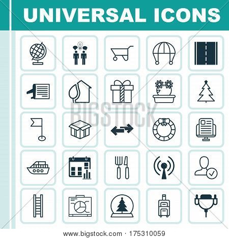 Set Of 25 Universal Editable Icons. Can Be Used For Web, Mobile And App Design. Includes Elements Such As Board, Floweret, Decorated Tree And More.
