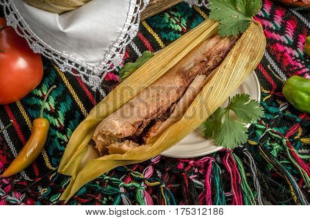 Mexican Tamales Made Of Corn And Chicken