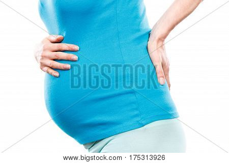 Pregnant Woman With Stomach Or Back Pain, Health Care And Aches In Pregnancy, Risk Of Miscarriage
