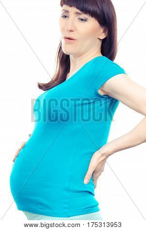 Pregnant Woman With Stomach Or Back Pain, Health Care And Aches In Pregnancy, Risk Of Miscarriage