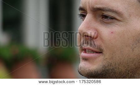 Serious Handsome Young Italian Man Close Up