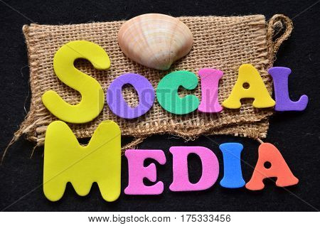 word social media on a  abstract colorful background