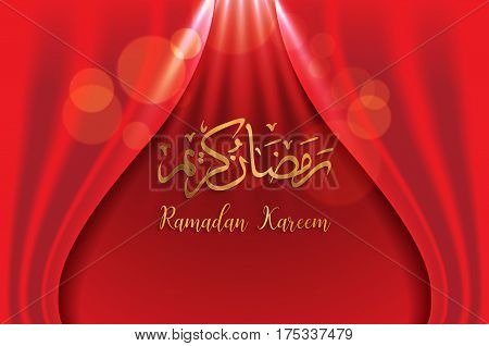 ramadan backgrounds vectorArabic Islamic calligraphy of Ramadan kareem on red curtian background.