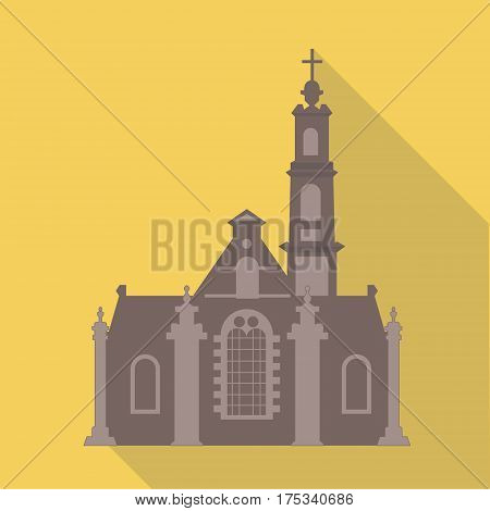 Vector illustration long shadow flat icon of noorderkerk