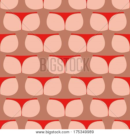 Ass Seamless Pattern. Fanny In Thong Pattern. Backside Of Body Texture