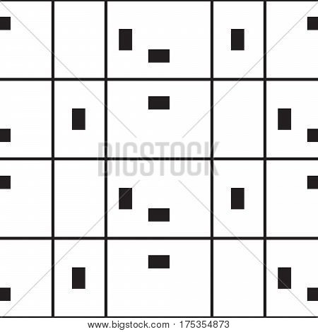 Geometric black and white line minimalistic vector pattern. Line and rectangles background.