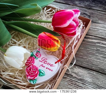 Ceramics Heart Inscription Love For Ever.