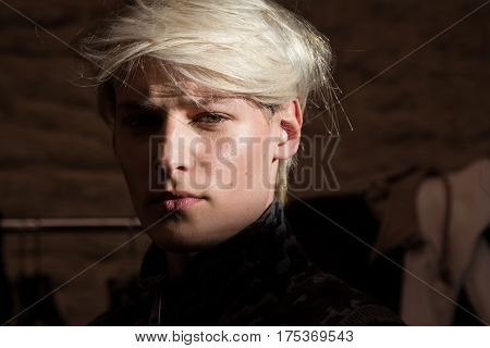 MILAN ITALY - FEBRUARY 25: Gorgeous model poses in the backstage just before Cividini show during Milan Women's Fashion Week on FEBRUARY 25 2017 in Milan.