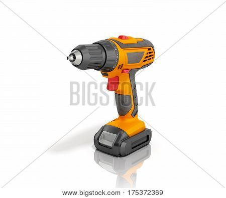 Combi Drill Impact Drill And Screw Driver 3D Render Isolated On White Background