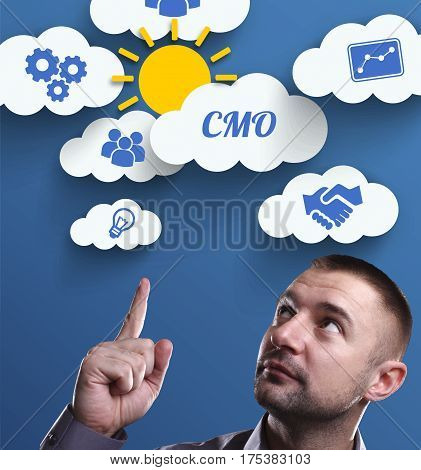 Business, Technology, Internet And Marketing. Young Businessman Thinking About: Cmo