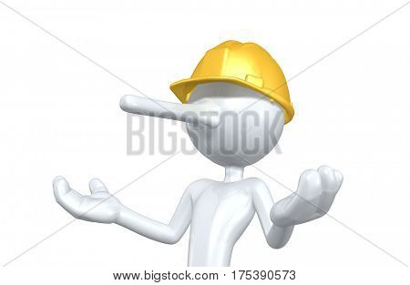 The Original 3D Character Illustration Construction Worker With A Growing Nose