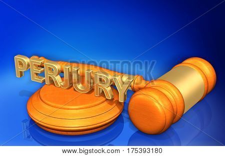 Perjury Legal Gavel Concept 3D Illustration