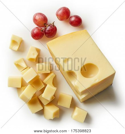Piece And Cubes Of Swiss Cheese