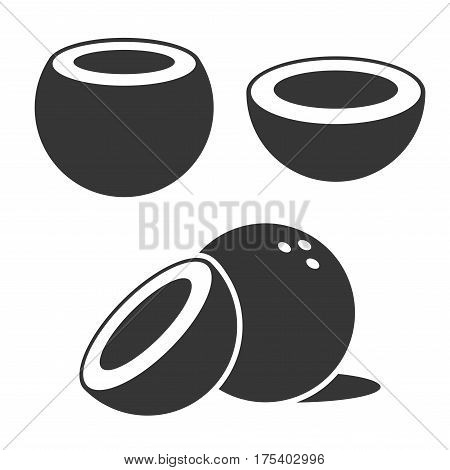 Coconut Icons set on White Background. Vector illustration