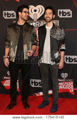 LOS ANGELES - MAR 5:  Darren Criss, Chuck Criss at the 2017 iHeart Music Awards at Forum on March 5, 2017 in Los Angeles, CA