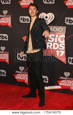LOS ANGELES - MAR 5:  Ansel Elgort at the 2017 iHeart Music Awards at Forum on March 5, 2017 in Los Angeles, CA