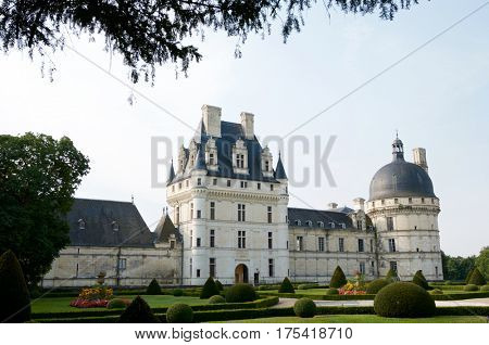ValenÃÂ§ay Castle, Loire Valley, France. Built between the 16th and 18th centuries, mixing classical style architecture and the Renaissance.