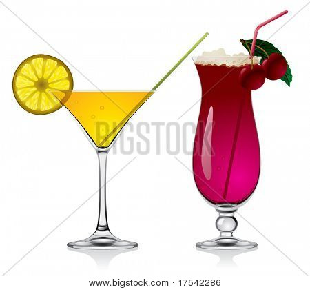 Immagine vettoriale di limone e ciliegia cocktail