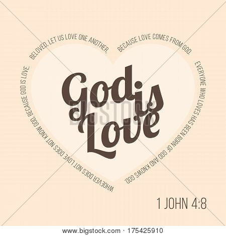 Bible verse for evangelist and valentine, John 4 8 god is love typographic in heart shape