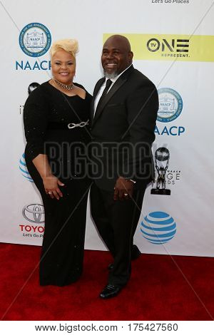 LOS ANGELES - FEB 11:  Tamela Mann, David Mann at the 48th NAACP Image Awards Arrivals at Pasadena Conference Center on February 11, 2017 in Pasadena, CA
