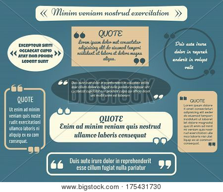 Retro quote box set or vintage comment frame bubbles vector illustration. Vintage quote for text message