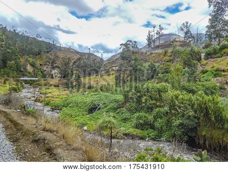Andean scene at Alausi a small village located in Ecuador