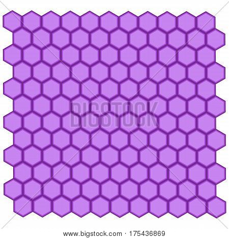 Geometric pattern with hexagons is pictured with lilac tones in the honeycomb.