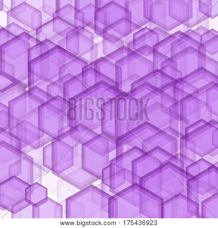 Geometric pattern with hexagons is pictured with lilac tones in the honeycomb.