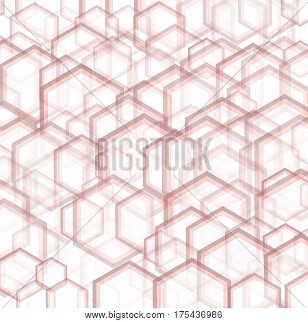 Geometric pattern with hexagons is pictured with pink tones in the honeycomb.