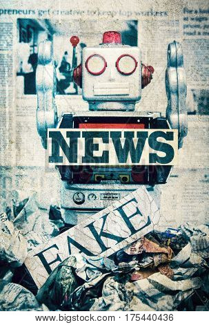 fake news concept wirh toy robots