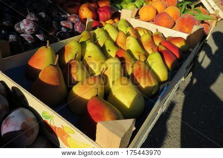 Fresh yellow pears at the market in Bar-city, Montenegro