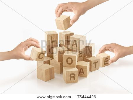 Teamwork & collaboration concept on isolated background.