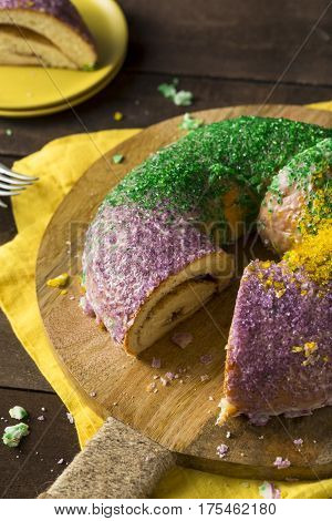 Homemade Colorful Mardi Gras King Cake