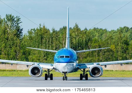 Boeing 737 KLM airlines airport Pulkovo Russia Saint-Petersburg August 2015.
