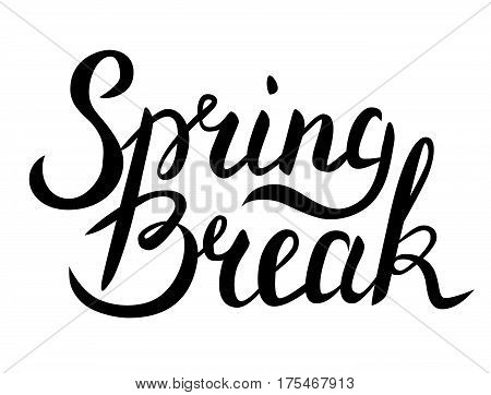 Spring Break handwritten lettering isolated on white