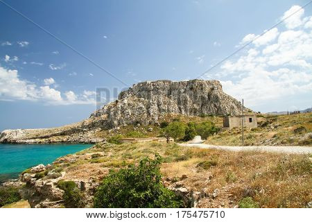 Ruins of the fortress of Feraclos (1320) on the island of Rhodes. Greece