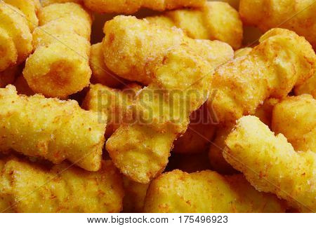 Frozen Cylindrical potato croquettes or German name is Kroketten
