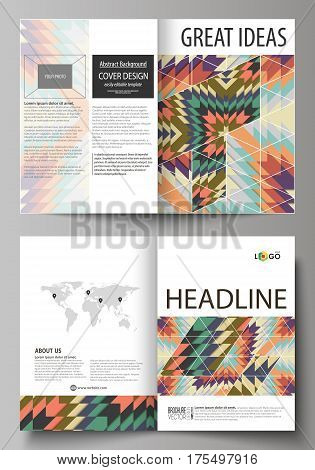 Business templates for bi fold brochure, magazine, flyer, booklet or annual report. Cover design template, easy editable vector, abstract flat layout in A4 size. Tribal pattern, geometrical ornament in ethno syle, ethnic hipster backdrop, vintage fashion 
