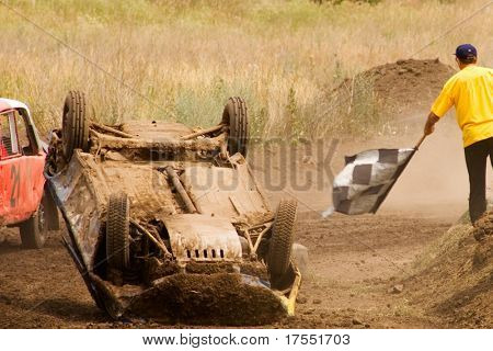 Turning-up accident on extremal racing
