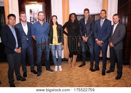 NEW YORK - MARCH 5, 2017: Tennis superstars during press conference before BNP Paribas Showdown 10th Anniversary tennis event at Essex House Hotel in New York
