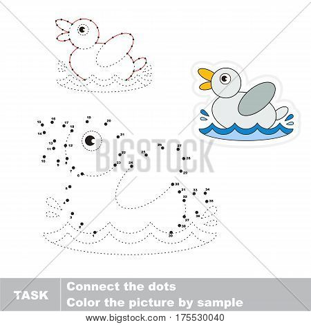 Grey Duck. Dot to dot educational game for kids. Task is to trace picture by numbers.