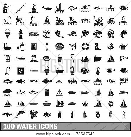 100 water icons set in simple style for any design vector illustration