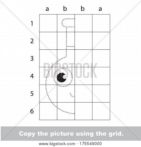 Finish the simmetry picture using grid sells, vector kid educational game for preschool kids, the drawing tutorial with easy gaming level for half of Funny Tube Vial