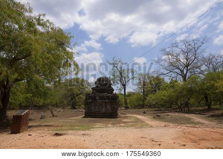ruins of Ancient city Polonnaruwa in Sri lanka vertical view
